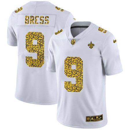 Herren New Orleans Saints Trikot Drew Brees 9 Nike Flocked Leopard Print Weiß